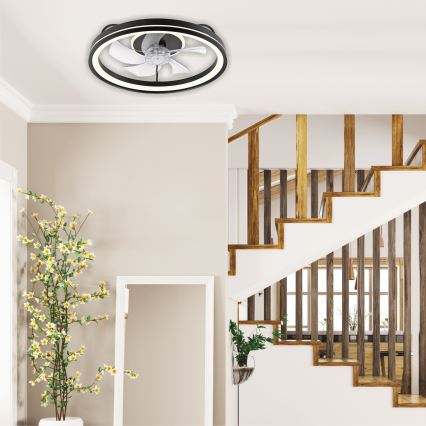 LED Ściemniany plafon z wentylatorem FARGO LED/37W/230V czarny + pilot zdalnego sterowania