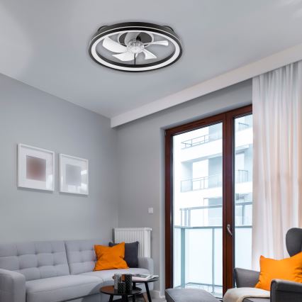 LED Ściemniany plafon z wentylatorem FARGO LED/37W/230V czarny + pilot zdalnego sterowania