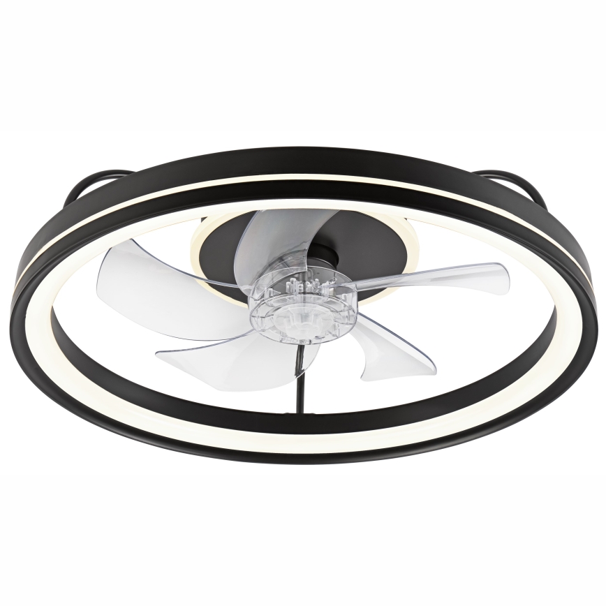 LED Ściemniany plafon z wentylatorem FARGO LED/37W/230V czarny + pilot zdalnego sterowania