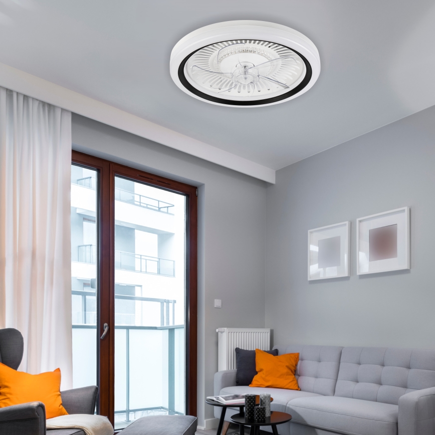 LED Ściemniany plafon z wentylatorem GEMMA LED/37W/230V biały + pilot zdalnego sterowania