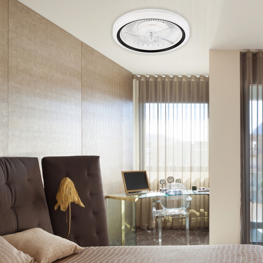 LED Ściemniany plafon z wentylatorem GEMMA LED/37W/230V biały + pilot zdalnego sterowania