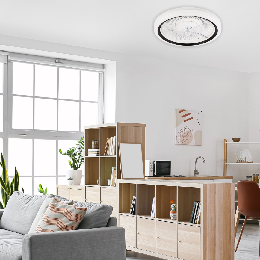 LED Ściemniany plafon z wentylatorem GEMMA LED/37W/230V biały + pilot zdalnego sterowania