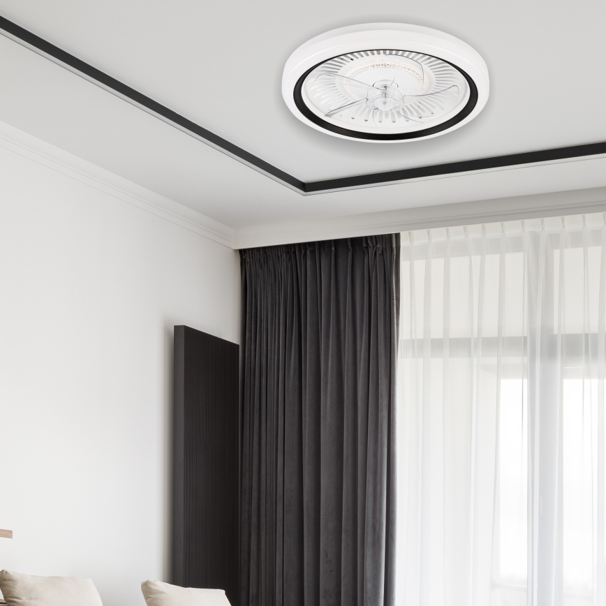 LED Ściemniany plafon z wentylatorem GEMMA LED/37W/230V biały + pilot zdalnego sterowania