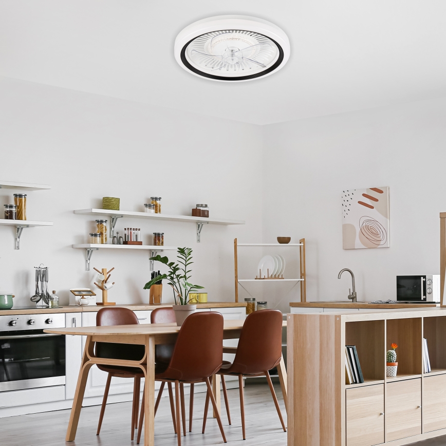 LED Ściemniany plafon z wentylatorem GEMMA LED/37W/230V biały + pilot zdalnego sterowania