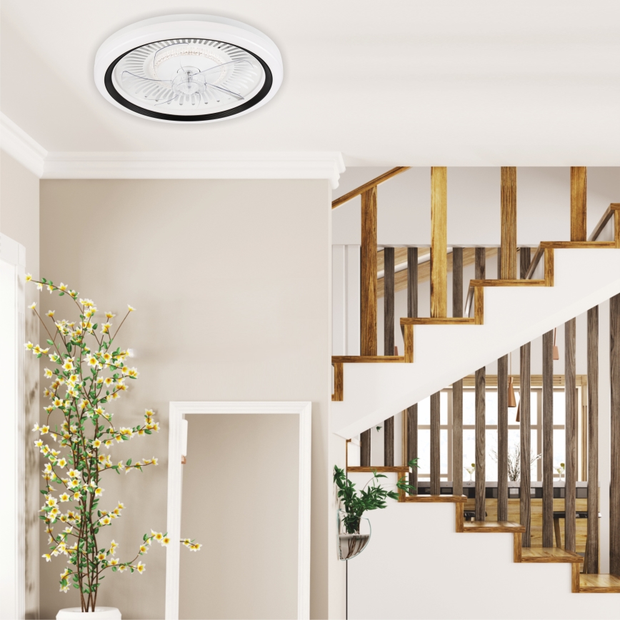 LED Ściemniany plafon z wentylatorem GEMMA LED/37W/230V biały + pilot zdalnego sterowania