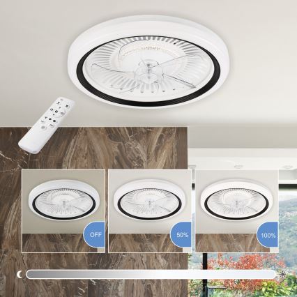 LED Ściemniany plafon z wentylatorem GEMMA LED/37W/230V biały + pilot zdalnego sterowania