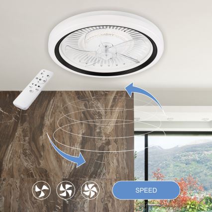 LED Ściemniany plafon z wentylatorem GEMMA LED/37W/230V biały + pilot zdalnego sterowania