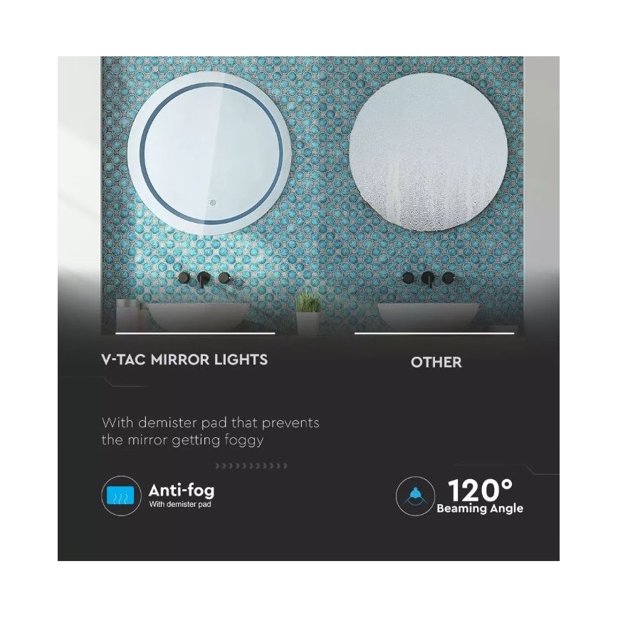 LED Podświetlone lustro łazienkowe LED/25W/230V 3000/4000/6400K IP44