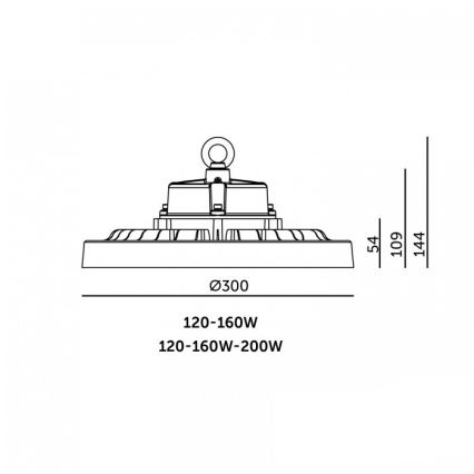 Przemysłowa oprawa sufitowa RIO PRO HIGHBAY LED/120/160W/230V 4000/5000/6000K IP66