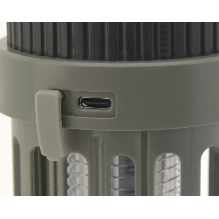 LED Przenośna akumulatorowa lampa z pułapką na owady LED/2W/1800mAh/3xAAA IPX4 zielona