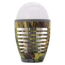LED Przenośna ładowalna lampa z pułapką na owady LED/2W/3,7V 1800 mAh IPX4 kamuflaż