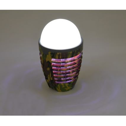 LED Przenośna ładowalna lampa z pułapką na owady LED/2W/3,7V 1800 mAh IPX4 kamuflaż