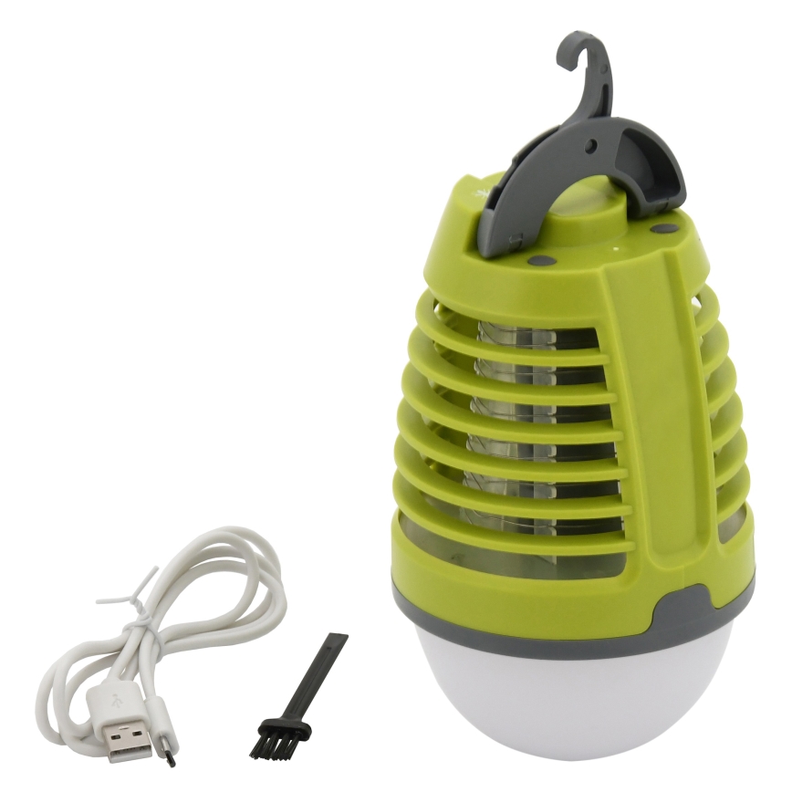 LED Przenośna ładowalna lampa z pułapką na owady LED/2W/3,7V 1800 mAh IPX4 zielona