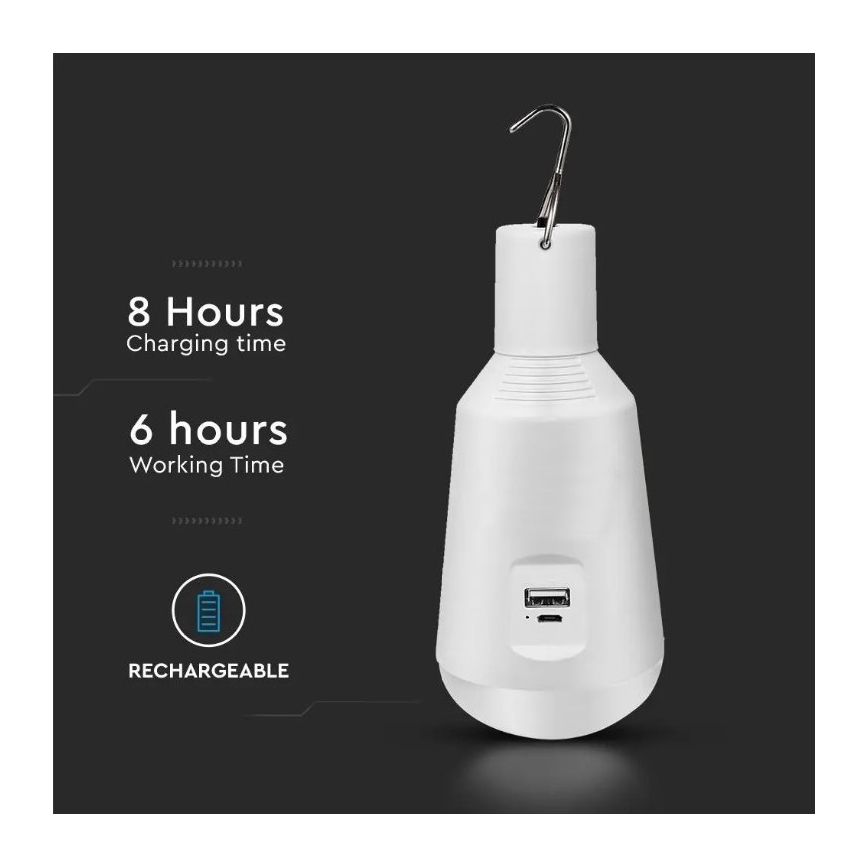 LED Przenośna lampa solarna 3w1 LED/7W/230V 3000K/4000K/6400K + ładowanie USB