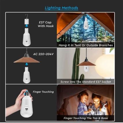 LED Przenośna lampa solarna 3w1 LED/7W/230V 3000K/4000K/6400K + ładowanie USB