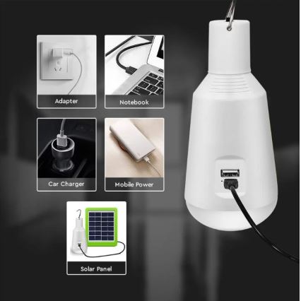 LED Przenośna lampa solarna 3w1 LED/7W/230V 3000K/4000K/6400K + ładowanie USB