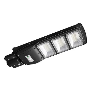 LED Przyciemnialna solarna lampa uliczna z czujnikiem ruchu i zmierzchu LED/12W/3,2V 6000K IP65 10000 mAh czarny + zdalne sterowanie