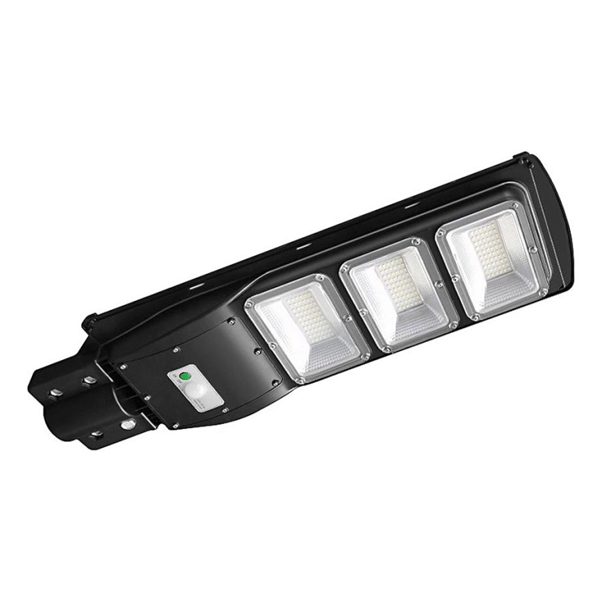 LED Przyciemnialna solarna lampa uliczna z czujnikiem ruchu i zmierzchu LED/12W/3,2V 6000K IP65 10000 mAh czarny + zdalne sterowanie