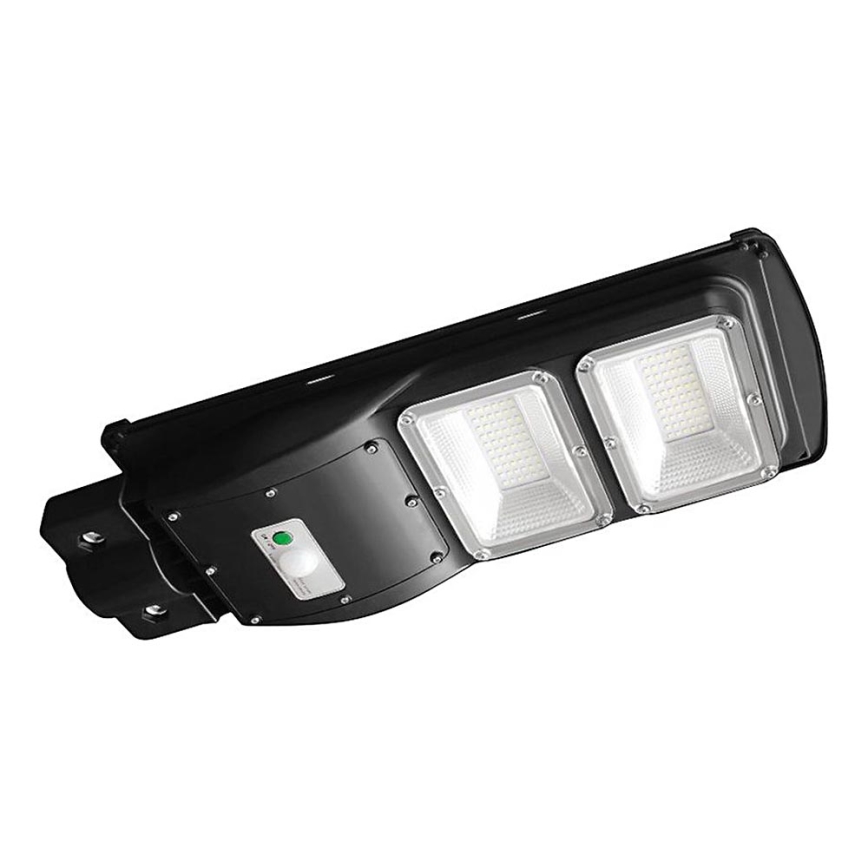LED Przyciemnialna solarna lampa uliczna z czujnikiem ruchu i zmierzchu LED/8W/3,2V 6000K IP65 9000 mAh czarny + zdalne sterowanie