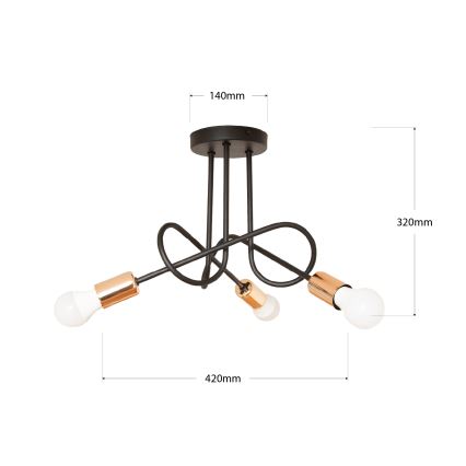LED przysufitowy żyrandol OXFORD 3xE27/15W/230V czarny