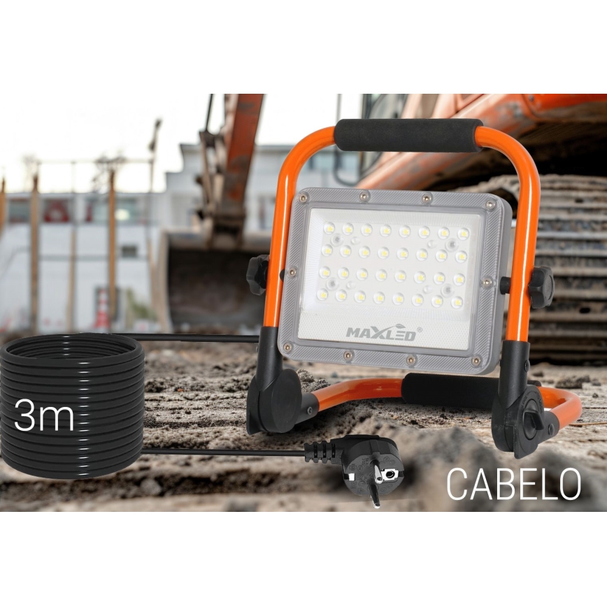 LED Reflektor na stojaku LED/50W/230V 5000K IP65 pomarańczowy