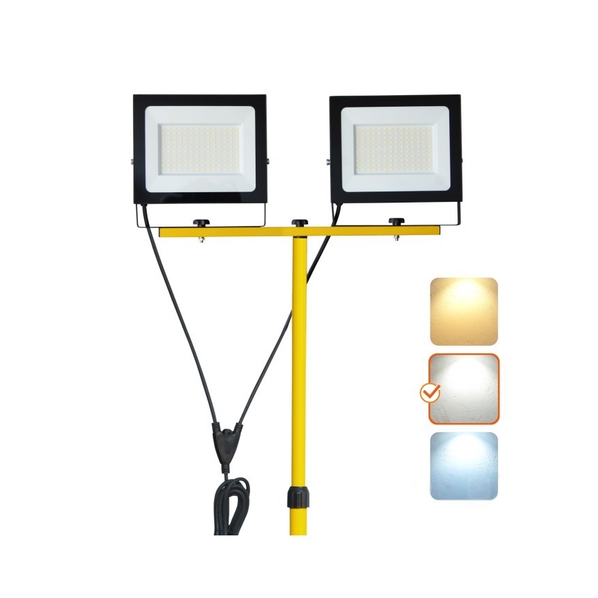 LED Reflektor na stojaku TIGRA 2xLED/100W/230V 4000K IP54 czarny/żółty