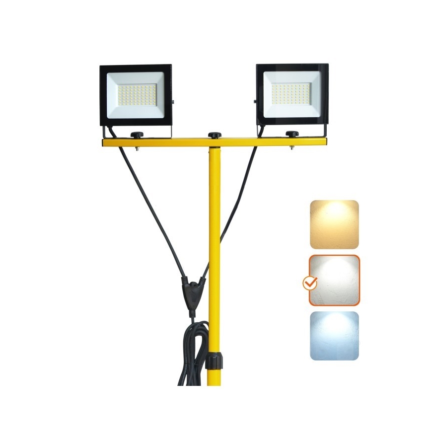 LED Reflektor na stojaku TIGRA 2xLED/50W/230V 4000K IP54 czarny/żółty