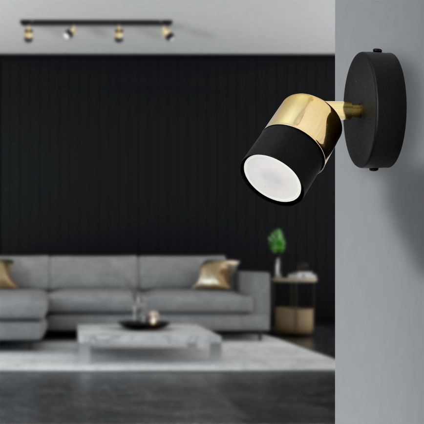 LED Reflektor ścienny TUBSSON 1xGU10/4,8W/230V czarny/złoty