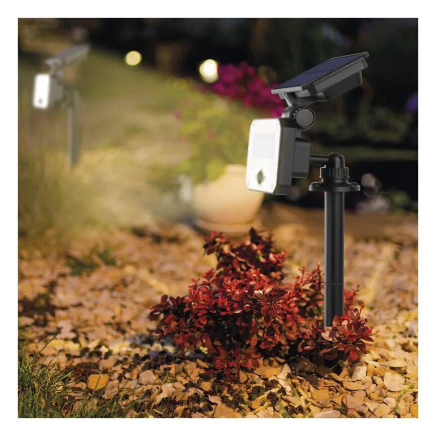 Reflektor solarny LED z czujnikiem ruchu SPILO LED/3,7V 3600mAh 3000K IP54 + pilot zdalnego sterowania