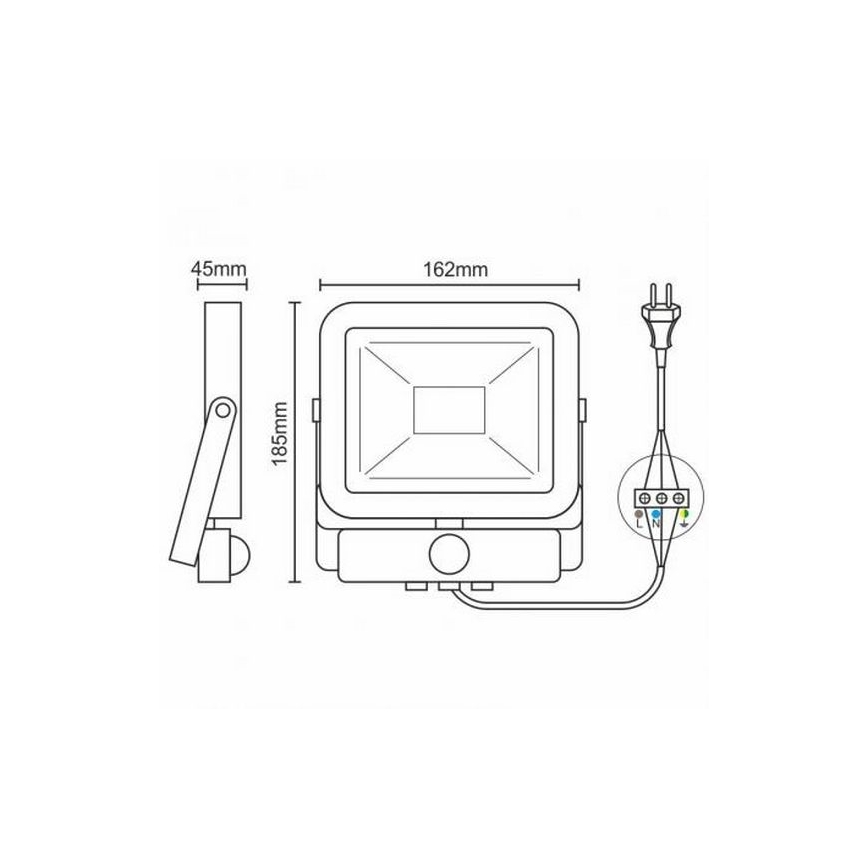 LED Reflektor z czujnikiem LED/20W/265V 1800lm biały IP65