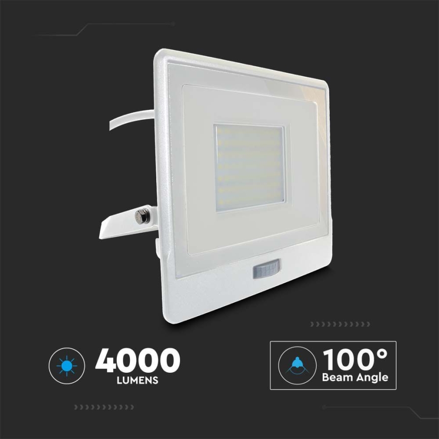 LED Reflektor z czujnikiem LED/50W/230V 4000K IP65 biały