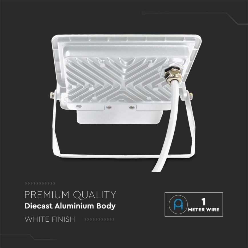 LED Reflektor z czujnikiem LED/50W/230V 4000K IP65 biały