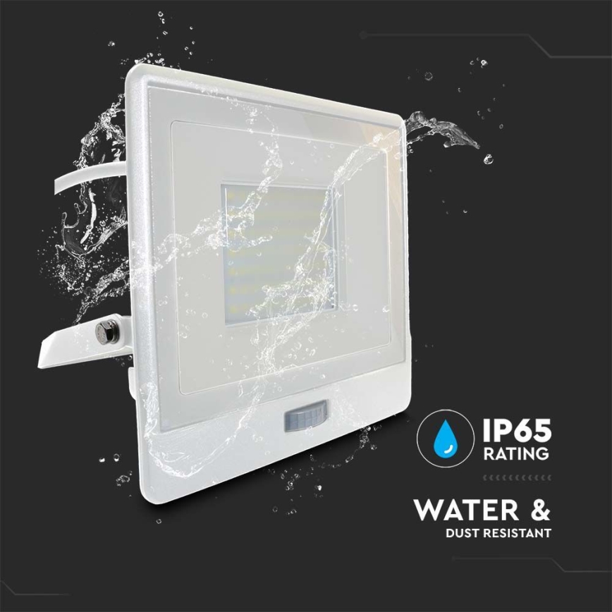 LED Reflektor z czujnikiem LED/50W/230V 4000K IP65 biały