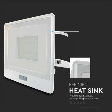 LED Reflektor z czujnikiem LED/50W/230V 4000K IP65 biały