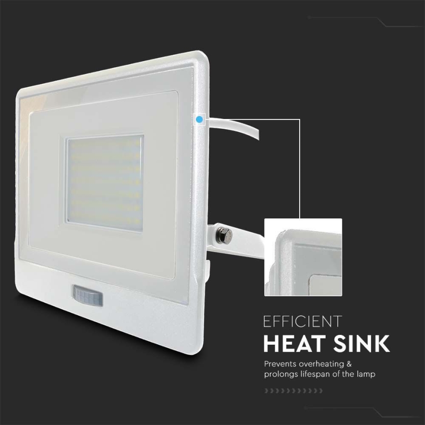 LED Reflektor z czujnikiem LED/50W/230V 4000K IP65 biały