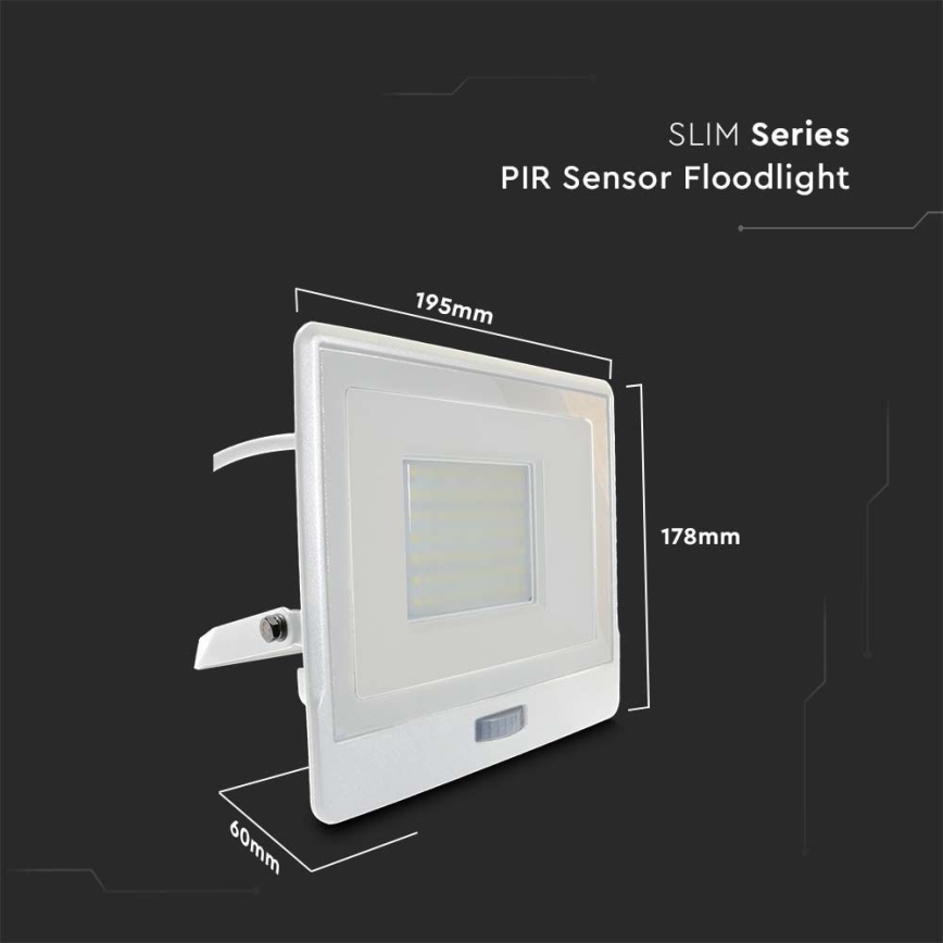 LED Reflektor z czujnikiem LED/50W/230V 4000K IP65 biały