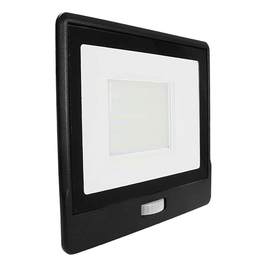 LED Reflektor z czujnikiem LED/50W/230V 4000K IP65 czarny