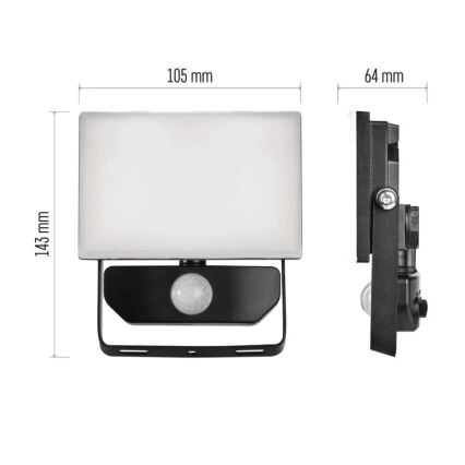LED Reflektor z czujnikiem TAMBO LED/10W/230V 4000K IP54