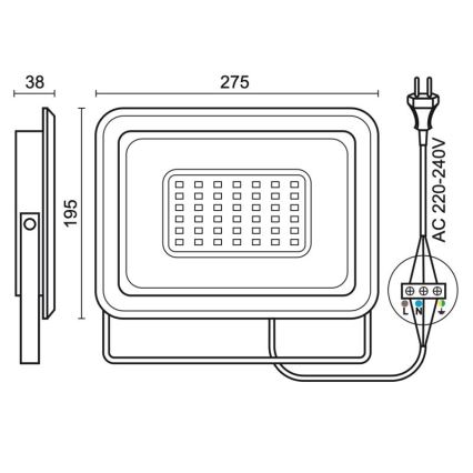 LED Reflektor zewnętrzny LED/100W/230V 4000K IP65 czarny