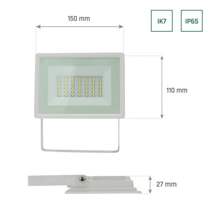 LED Reflektor zewnętrzny NOCTIS LUX 3 LED/30W/230V 4000K IP65 biały