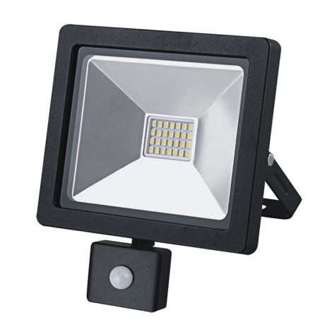 LED Reflektor zewnętrzny z czujnikiem SLIM LED/20W/230V czarny