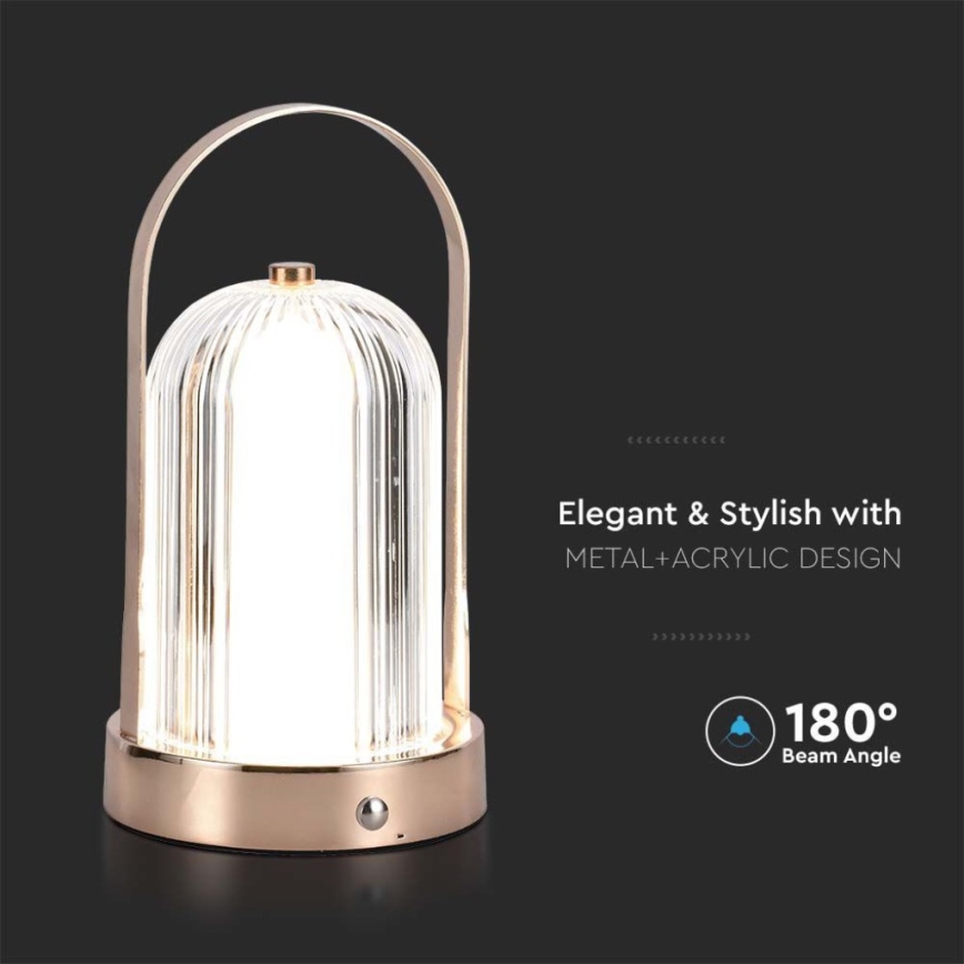 LED ściemnialna ładowalna dotykowa lampa stołowa LED/1W/5V 3000-6000K 1800 mAh miedź