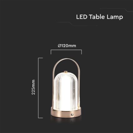 LED ściemnialna ładowalna dotykowa lampa stołowa LED/1W/5V 3000-6000K 1800 mAh miedź