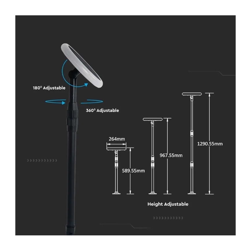LED Regulowana lampa solarna GARDEN LED/8W/5V 60-129 cm 4000K IP65 2000 mAh