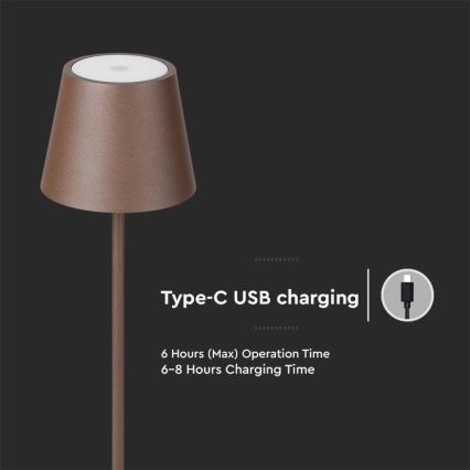 LED Regulowana lampka stojąca 3w1 LED/4W/5V 4400 mAh 3000K IP54 brązowa