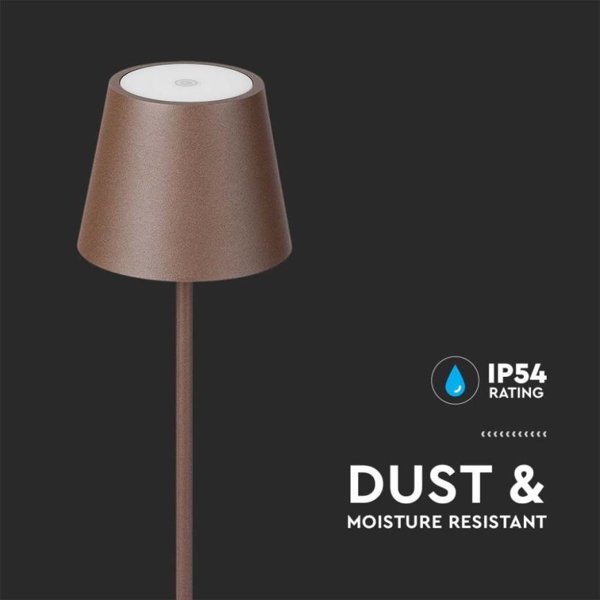 LED Regulowana lampka stojąca 3w1 LED/4W/5V 4400 mAh 3000K IP54 brązowa