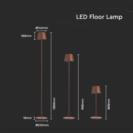 LED Regulowana lampka stojąca 3w1 LED/4W/5V 4400 mAh 3000K IP54 brązowa