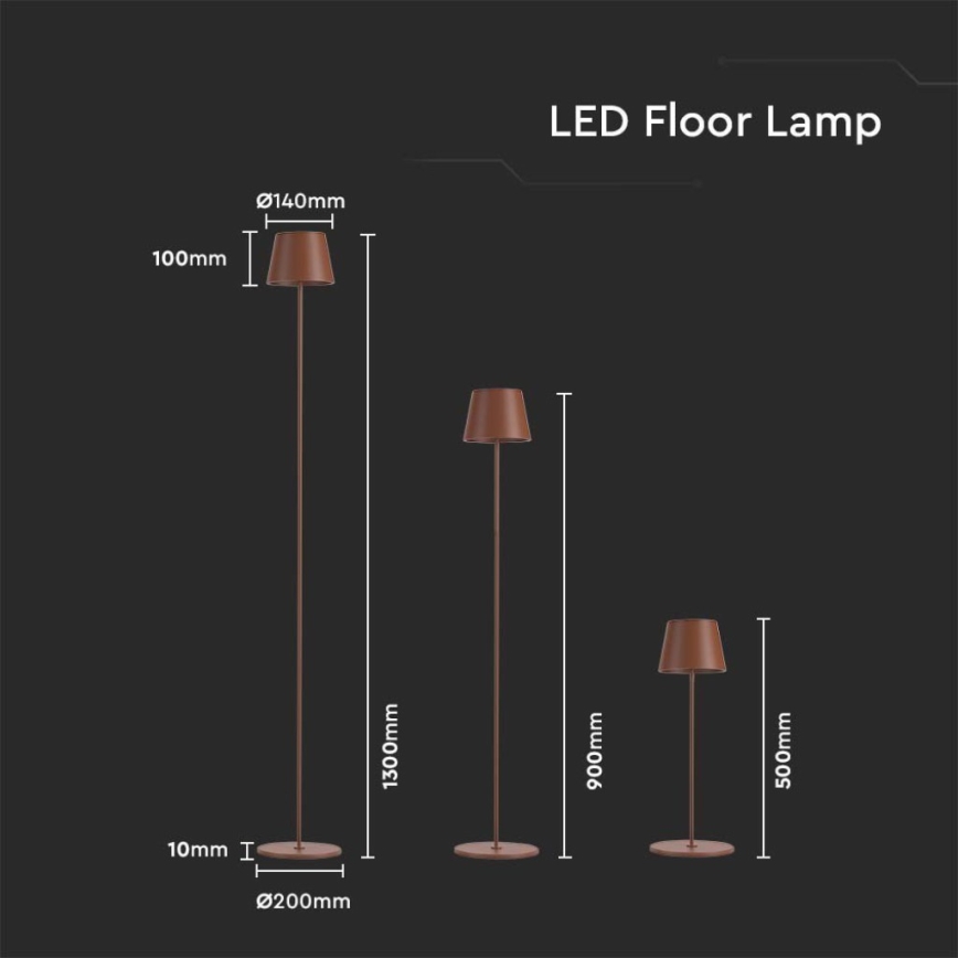 LED Regulowana lampka stojąca 3w1 LED/4W/5V 4400 mAh 3000K IP54 brązowa