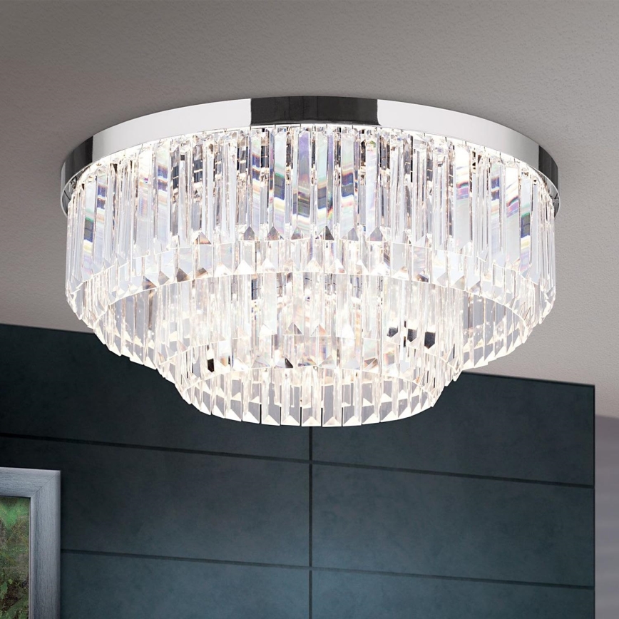 LED Regulowane kryształowe oświetlenie sufitowe PRISM LED/80W/230V śr. 55 cm chrom błyszczący