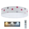 LED Regulowane natynkowe oświetlenie dziecięce SMART GALAXY KIDS LED/24W/230V 3000-6500K gwiazdki białe/różowe/szare + pilot do zdalnego sterowania